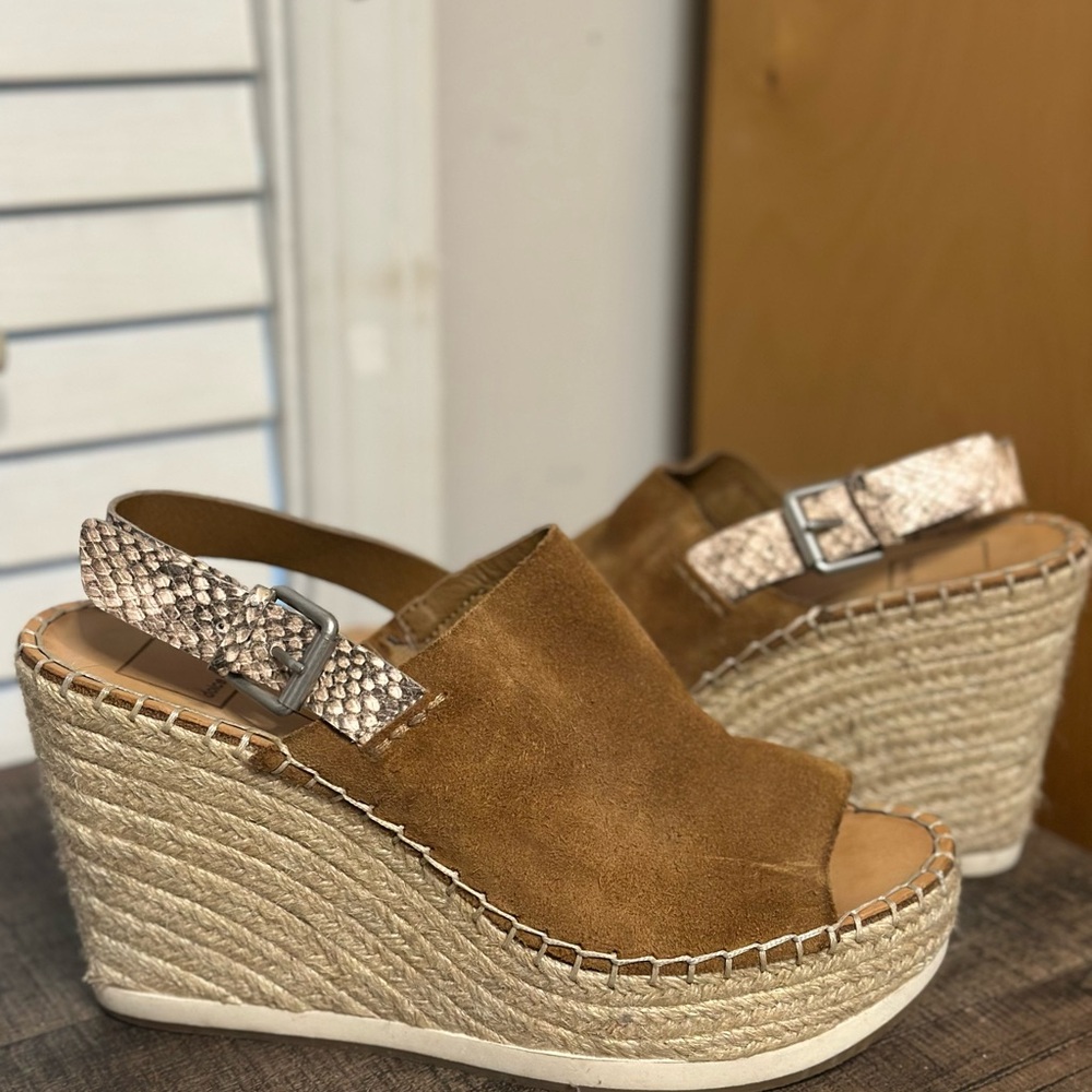 Dolce Vita Tan and Cream Wedge Sandals